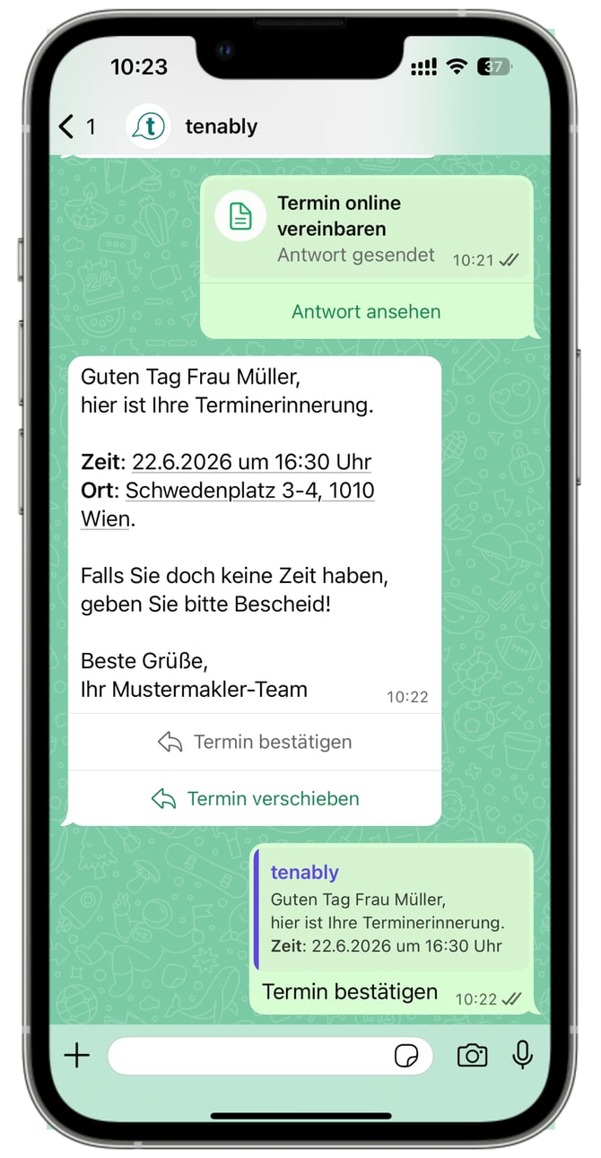 WhatsApp-Terminerinnerung mit tenably